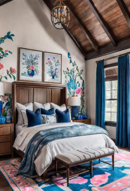 Bedroom with vaulted ceiling