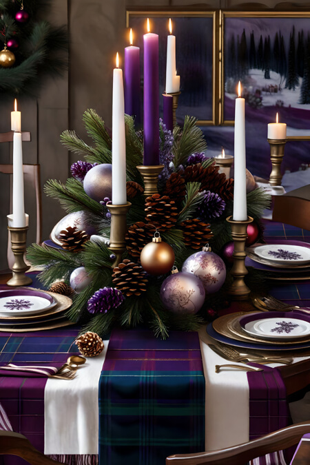How to Design a Purple Christmas Tablescape Purple Christmas Centerpiece
