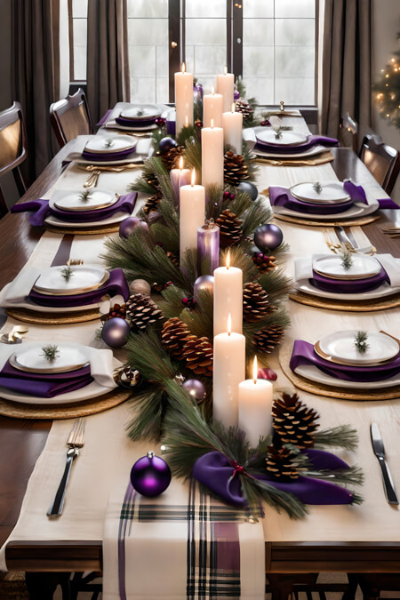 How to Design a Purple Christmas Tablescape Purple Christmas Centerpiece